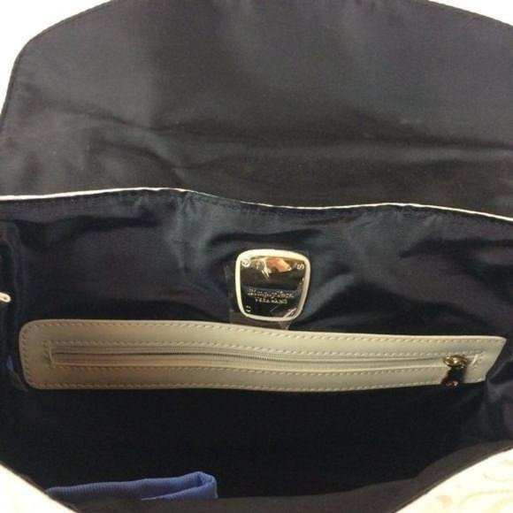 SV Vera Wang NWOT Signature Ivory Textile Handbag Faux Patent Leather Trim - Picture 8 of 8
